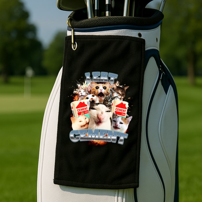Funny I Eat Cement Cat Meme Golf Towel