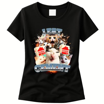 Funny I Eat Cement Cat Meme Womens T-Shirt