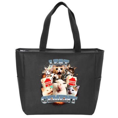 Funny I Eat Cement Cat Meme Zip Tote Bag