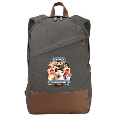 Funny I Eat Cement Cat Meme Cotton Canvas Backpack