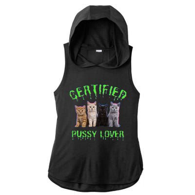 Funny Inappropriate Embarrassing Adult Humor Cat Lover Ladies PosiCharge Tri-Blend Wicking Draft Hoodie Tank