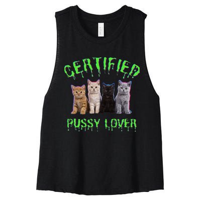 Funny Inappropriate Embarrassing Adult Humor Cat Lover Women's Racerback Cropped Tank