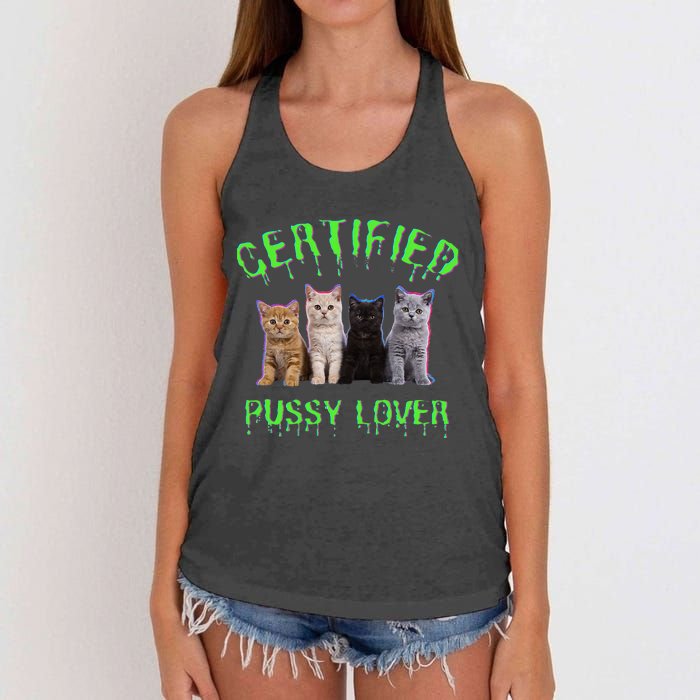 Funny Inappropriate Embarrassing Adult Humor Cat Lover Women's Knotted Racerback Tank