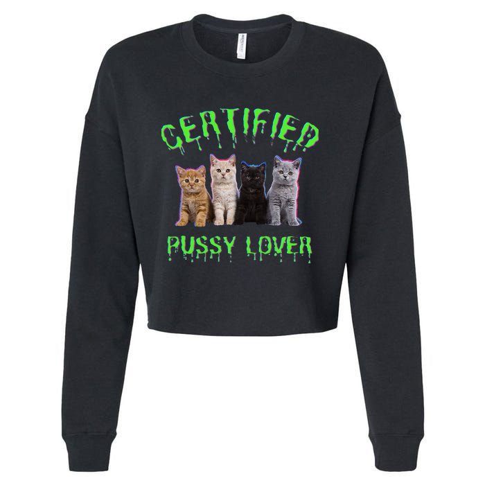 Funny Inappropriate Embarrassing Adult Humor Cat Lover Cropped Pullover Crew