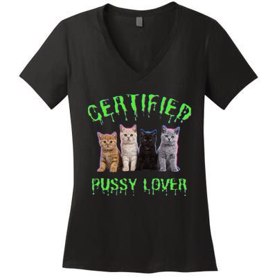 Funny Inappropriate Embarrassing Adult Humor Cat Lover Women's V-Neck T-Shirt