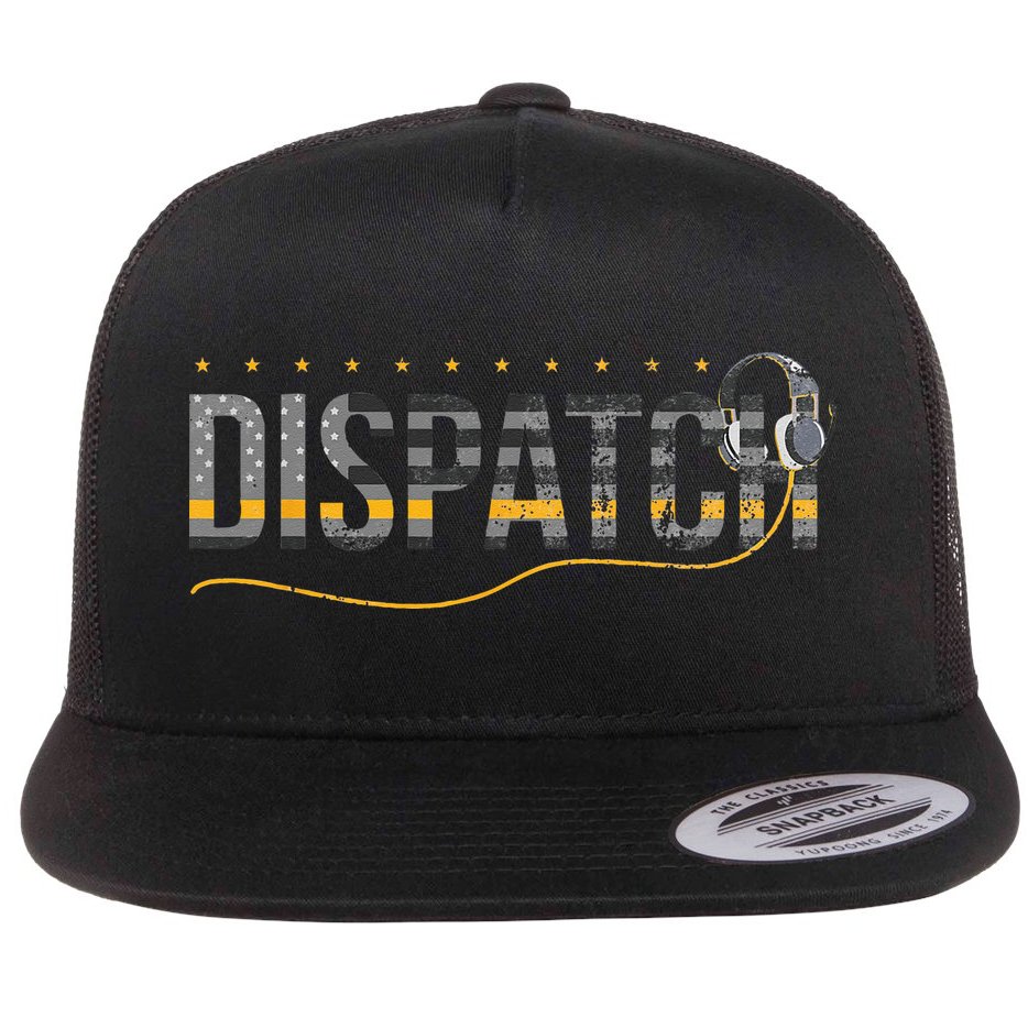 Fire I EMS I Police Or Thin Yellow Line For 911 Dispatcher Flat Bill Trucker Hat