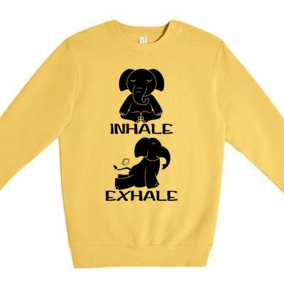 Funny Inhale Exhale Yoga Elephant Lover Save Elephant Gift Premium Crewneck Sweatshirt