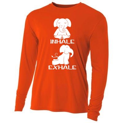 Funny Inhale Exhale Yoga Elephant Lover Save Elephant Gift Cooling Performance Long Sleeve Crew