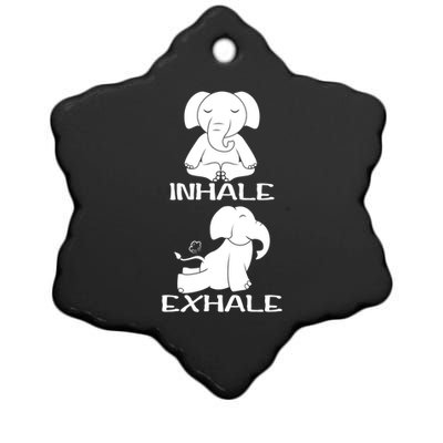 Funny Inhale Exhale Yoga Elephant Lover Save Elephant Gift Ceramic Star Ornament