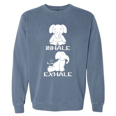 Funny Inhale Exhale Yoga Elephant Lover Save Elephant Gift Garment-Dyed Sweatshirt