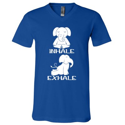 Funny Inhale Exhale Yoga Elephant Lover Save Elephant Gift V-Neck T-Shirt