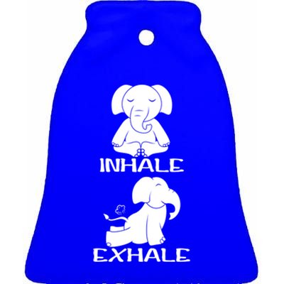 Funny Inhale Exhale Yoga Elephant Lover Save Elephant Gift Ceramic Bell Ornament