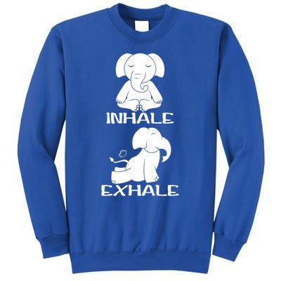 Funny Inhale Exhale Yoga Elephant Lover Save Elephant Gift Tall Sweatshirt