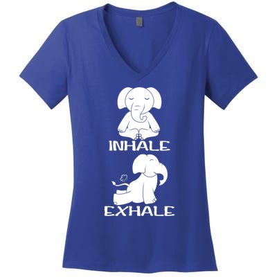 Funny Inhale Exhale Yoga Elephant Lover Save Elephant Gift Women's V-Neck T-Shirt