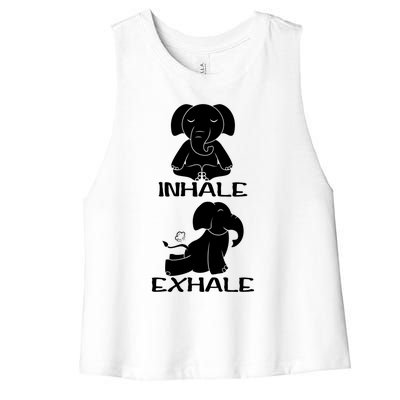 Funny Inhale Exhale Yoga Elephant Lover Save Elephant Gift Women's Racerback Cropped Tank