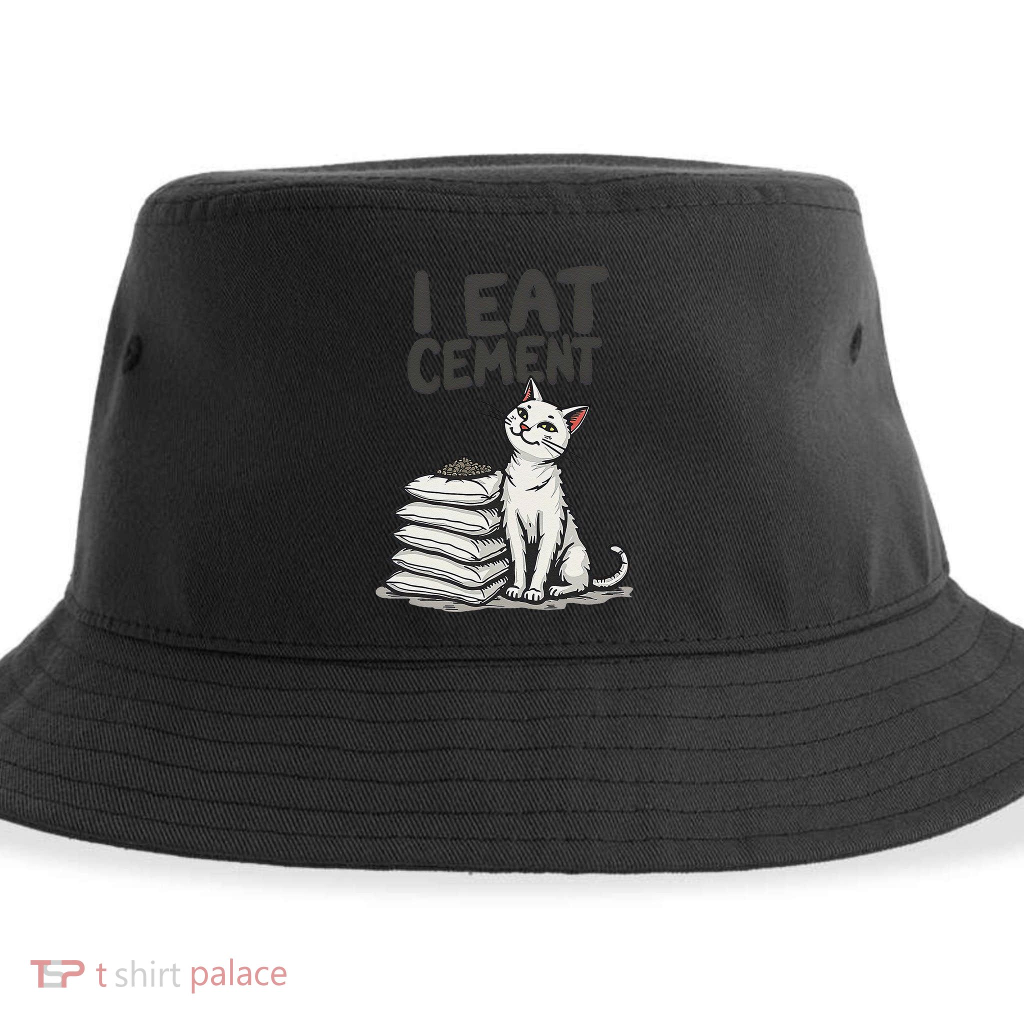 Funny I Eat Cement Meme Cat Sustainable Bucket Hat