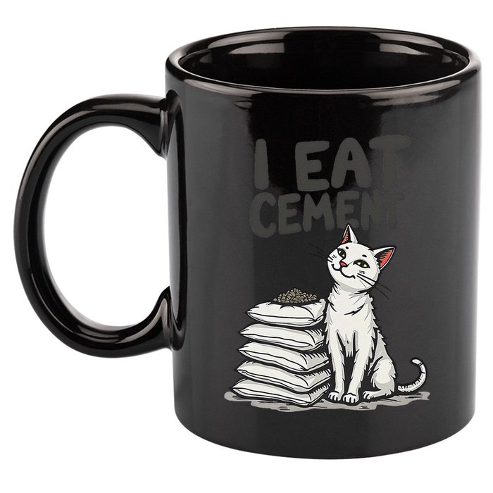 Funny I Eat Cement Meme Cat 11oz C Handle Ceramic Mug