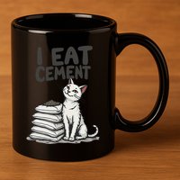 Funny I Eat Cement Meme Cat 11oz C Handle Ceramic Mug