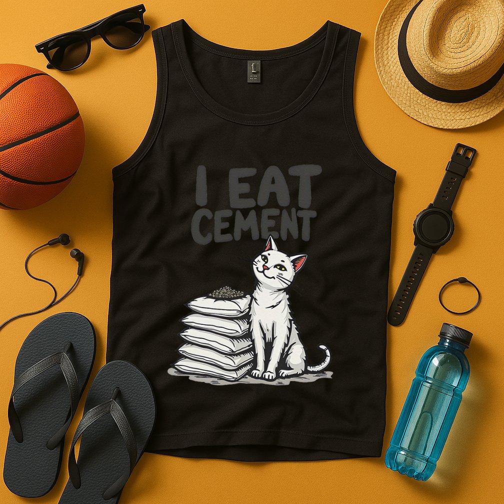 Funny I Eat Cement Meme Cat Tank Top