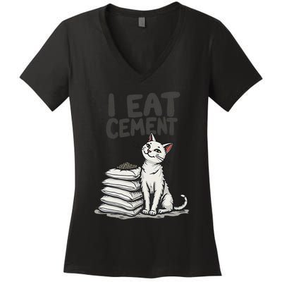 Funny I Eat Cement Meme Cat Women's V-Neck T-Shirt
