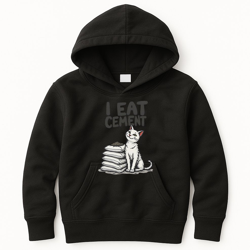 Funny I Eat Cement Meme Cat Kids Hoodie