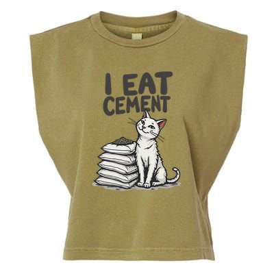 Funny I Eat Cement Meme Cat Garment-Dyed Women's Muscle Tee