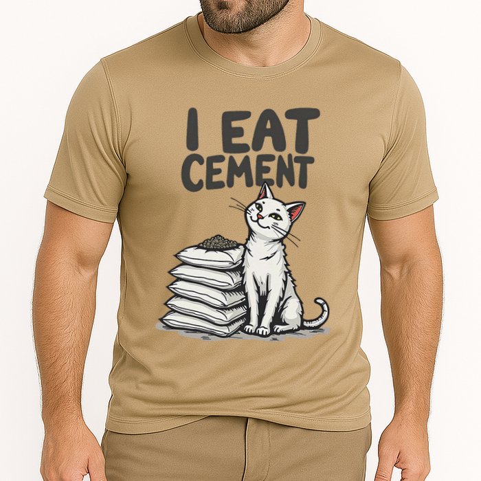 Funny I Eat Cement Meme Cat Cooling Performance Crew T-Shirt