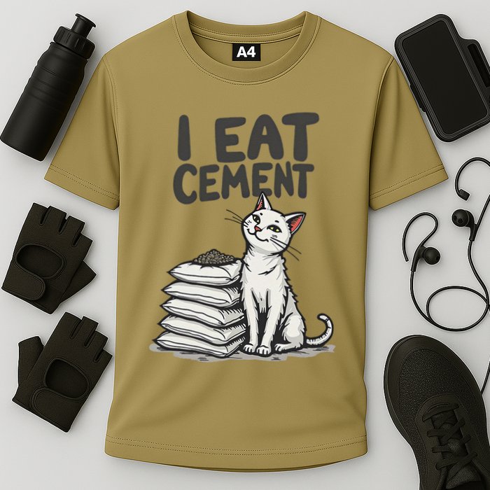 Funny I Eat Cement Meme Cat Cooling Performance Crew T-Shirt
