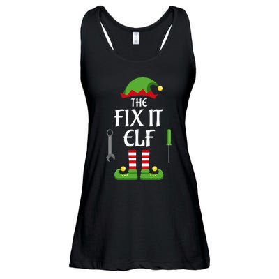 Fix It Elf Family Matching Group Christmas Ladies Essential Flowy Tank