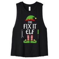 Fix It Elf Family Matching Group Christmas Women's Racerback Cropped Tank