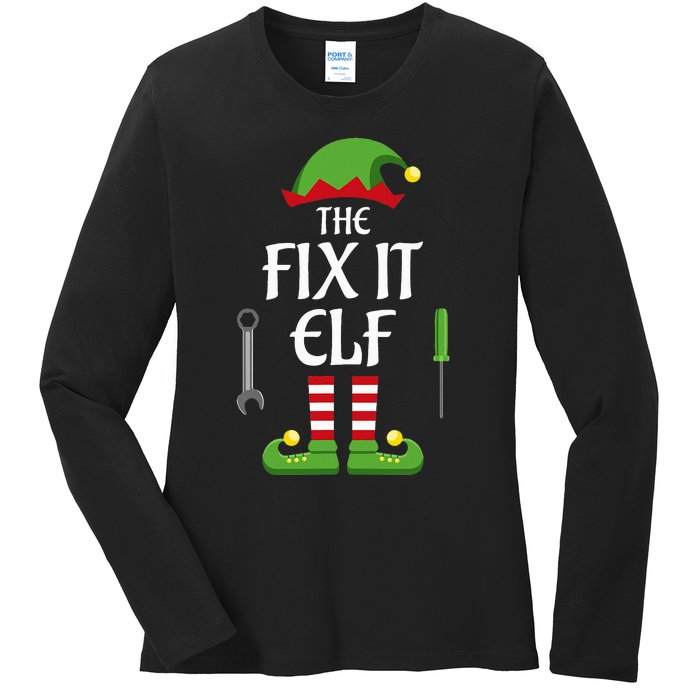 Fix It Elf Family Matching Group Christmas Ladies Long Sleeve Shirt