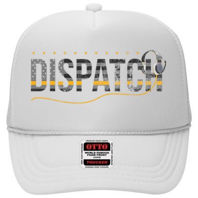 Fire I Ems I Police Or Thin Yellow Line For 911 Dispatcher High Crown Mesh Back Trucker Hat