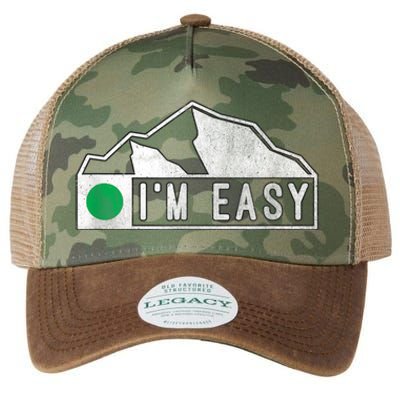 Funny I'm Easy Ski Snowboard Green Marker Mountain Sign Legacy Tie Dye Trucker Hat