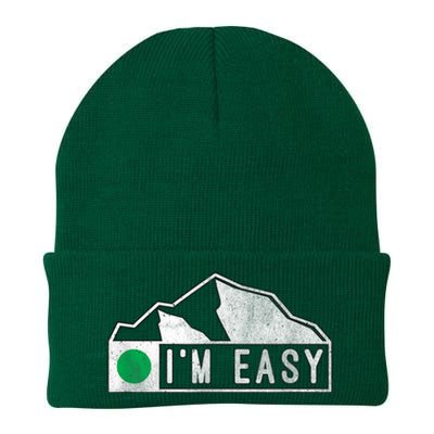 Funny I'm Easy Ski Snowboard Green Marker Mountain Sign Knit Cap Winter Beanie