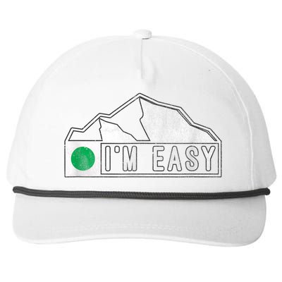 Funny I'm Easy Ski Snowboard Green Marker Mountain Sign Snapback Five-Panel Rope Hat