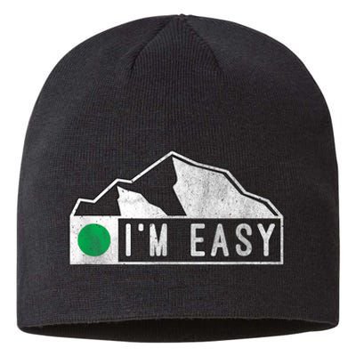 Funny I'm Easy Ski Snowboard Green Marker Mountain Sign Sustainable Beanie