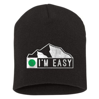 Funny I'm Easy Ski Snowboard Green Marker Mountain Sign Short Acrylic Beanie