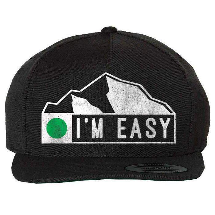 Funny I'm Easy Ski Snowboard Green Marker Mountain Sign Wool Snapback Cap