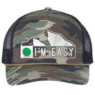 Funny I'm Easy Ski Snowboard Green Marker Mountain Sign Retro Rope Trucker Hat Cap