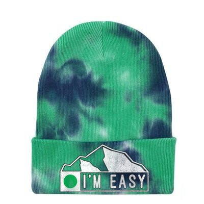 Funny I'm Easy Ski Snowboard Green Marker Mountain Sign Tie Dye 12in Knit Beanie