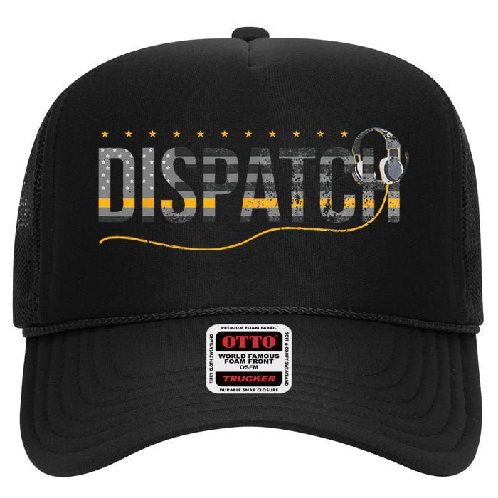 Fire I EMS I Police Or Thin Yellow Line For 911 Dispatcher High Crown Mesh Back Trucker Hat