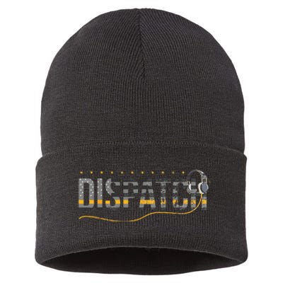 Fire I EMS I Police Or Thin Yellow Line For 911 Dispatcher Sustainable Knit Beanie