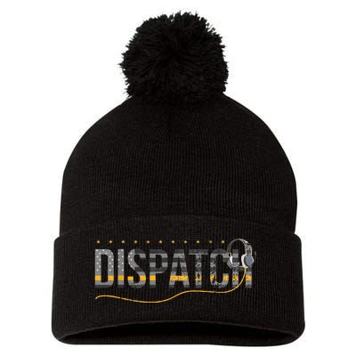 Fire I EMS I Police Or Thin Yellow Line For 911 Dispatcher Pom Pom 12in Knit Beanie