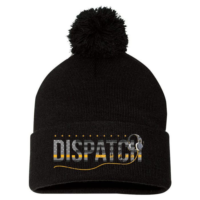 Fire I EMS I Police Or Thin Yellow Line For 911 Dispatcher Pom Pom 12in Knit Beanie