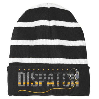 Fire I EMS I Police Or Thin Yellow Line For 911 Dispatcher Striped Beanie with Solid Band