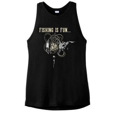 Fishing Is Fun BirdS Nest Ladies PosiCharge Tri-Blend Wicking Tank