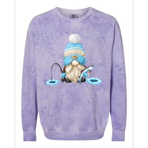 Funny Ice Fishing Tee With Family Christmas Gnome Gift Colorblast Crewneck Sweatshirt