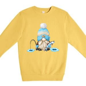 Funny Ice Fishing Tee With Family Christmas Gnome Gift Premium Crewneck Sweatshirt