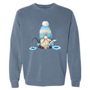 Funny Ice Fishing Tee With Family Christmas Gnome Gift Garment-Dyed Sweatshirt