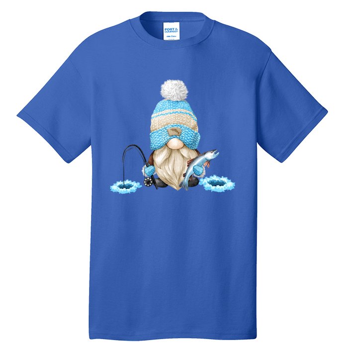 Funny Ice Fishing Tee With Family Christmas Gnome Gift Tall T-Shirt